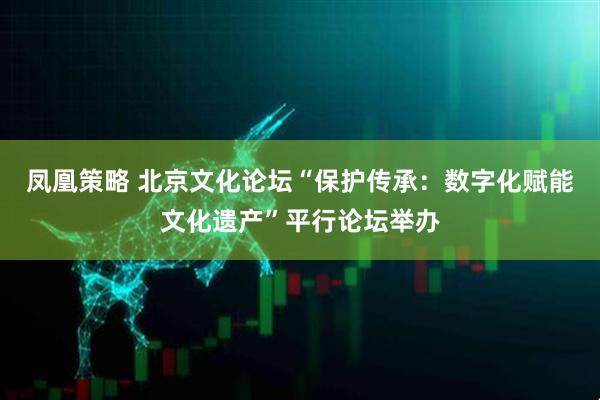 凤凰策略 北京文化论坛“保护传承：数字化赋能文化遗产”平行论坛举办