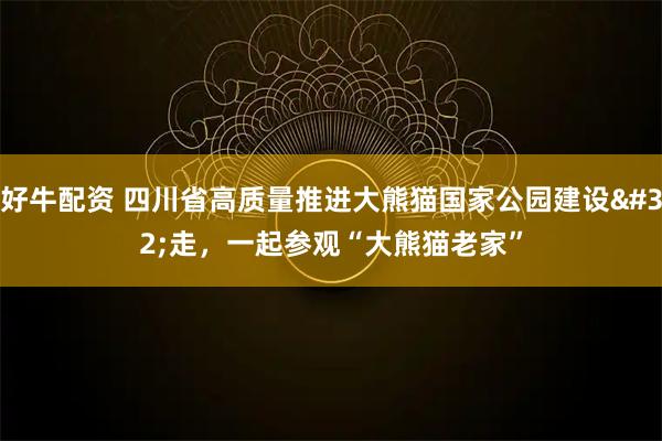 好牛配资 四川省高质量推进大熊猫国家公园建设 走，一起参观“大熊猫老家”