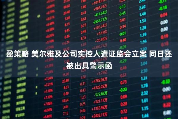 盈策略 美尔雅及公司实控人遭证监会立案 同日还被出具警示函